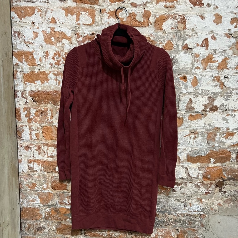 PRANA Red Waffle Knit Sweater Dress
